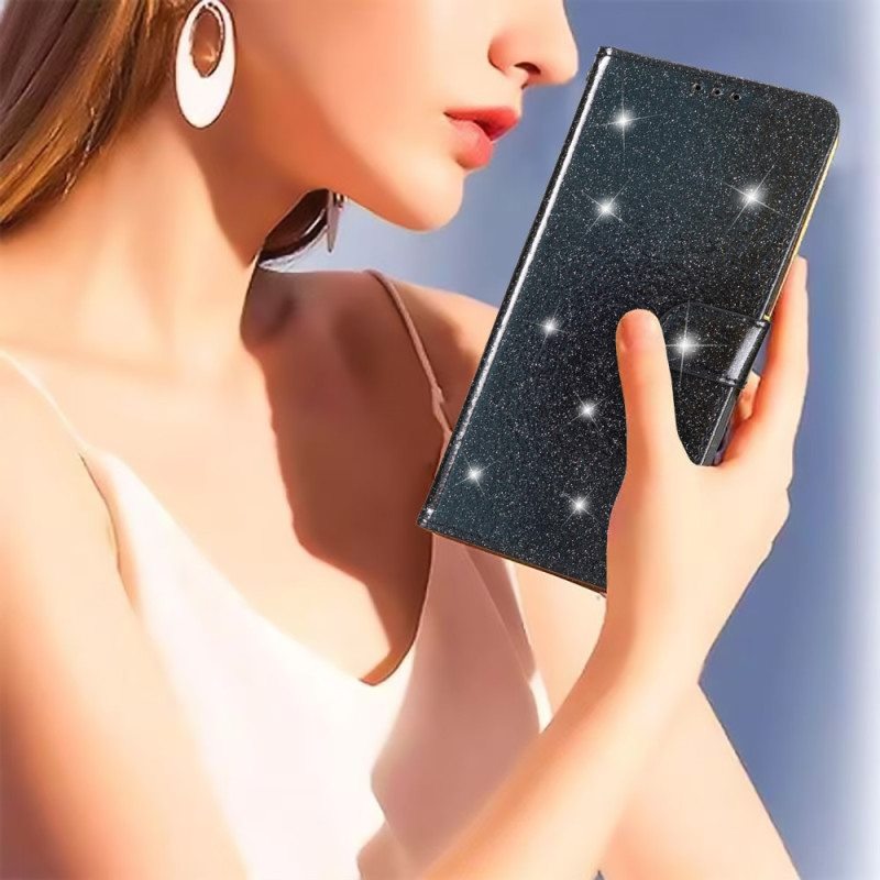 Kotelot iPhone 15 Plus Suojaketju Kuori Glitter-efekti Hihnalla