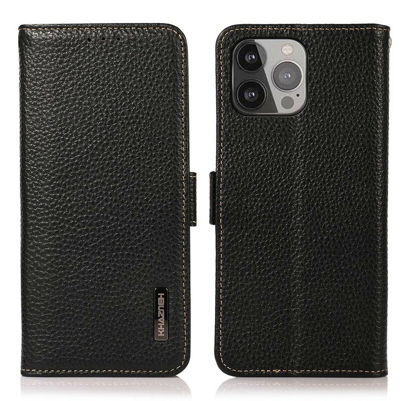 Kotelot iPhone 13 Pro Max Aitoa Nahkaa Litsi Khazneh