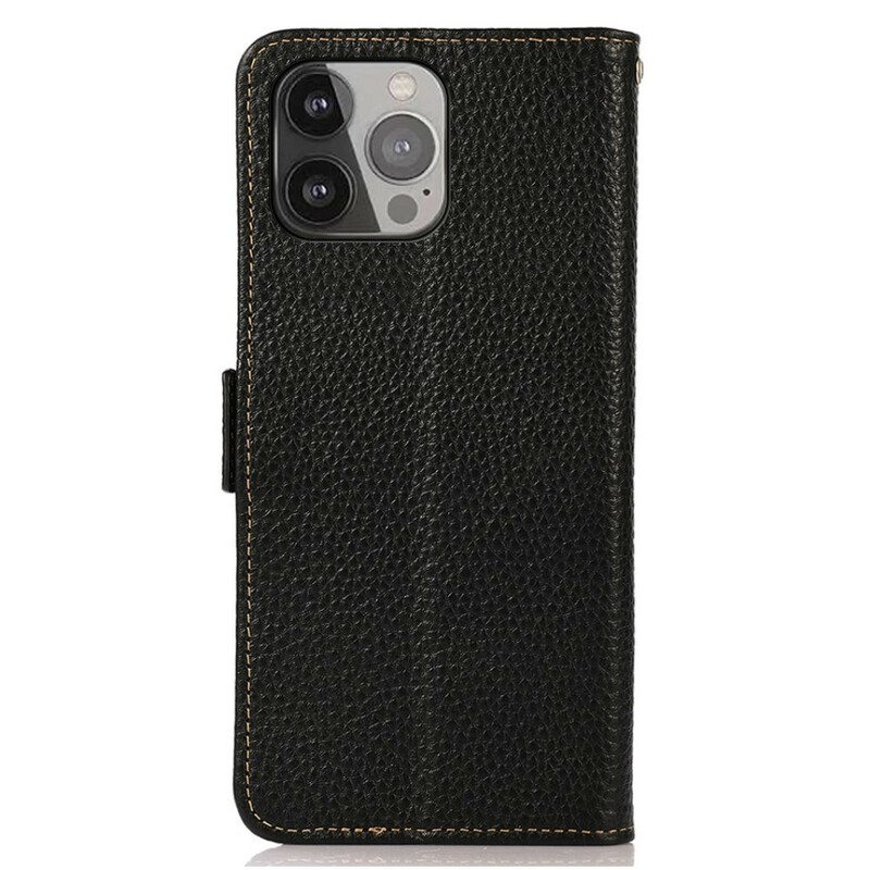 Kotelot iPhone 13 Pro Max Aitoa Nahkaa Litsi Khazneh