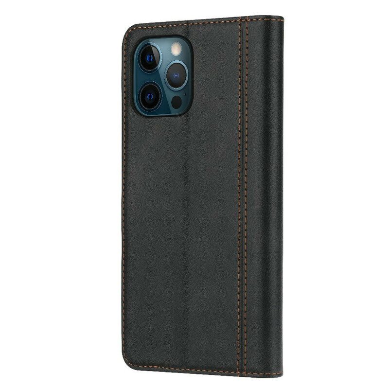 Kotelot iPhone 13 Pro Max Nahkaefekti Edessä Korttipidike Ja Hihna