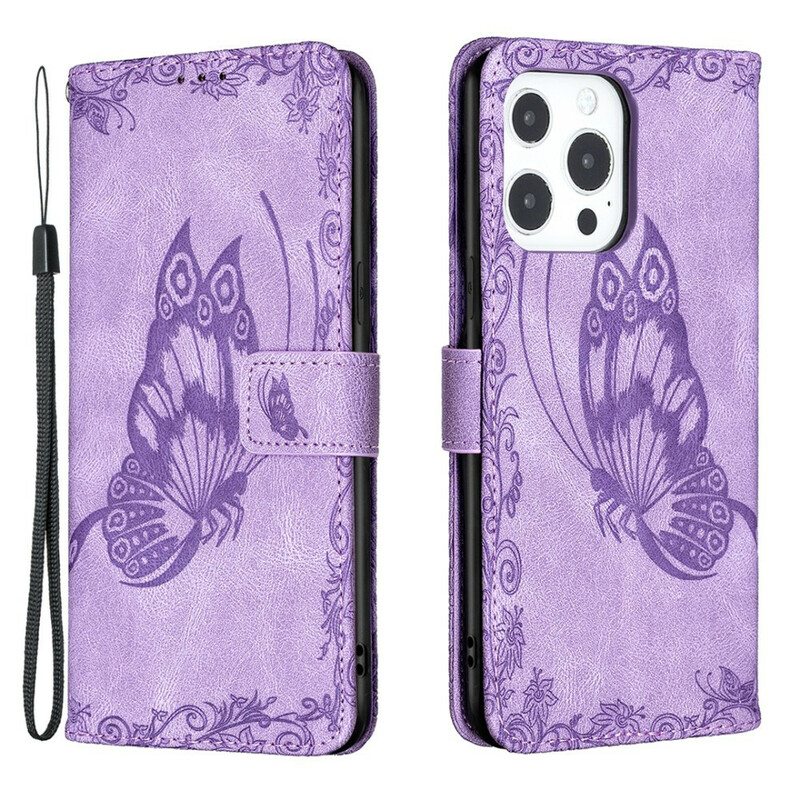 Kotelot iPhone 13 Pro Max Suojaketju Kuori Barokki Hihnaperhonen