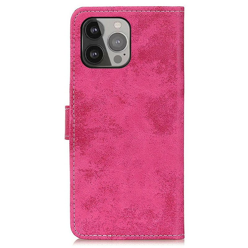 Kotelot iPhone 13 Pro Max Vintage Nahkaefekti