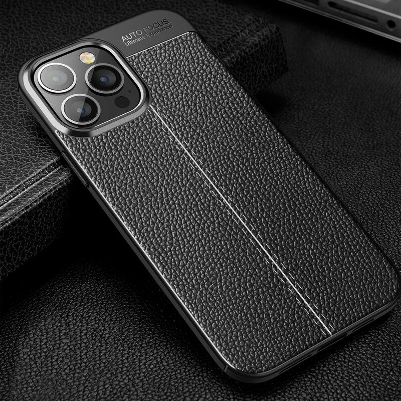 Kuori iPhone 13 Pro Max Kaksilinjainen Litsi-nahkaefekti