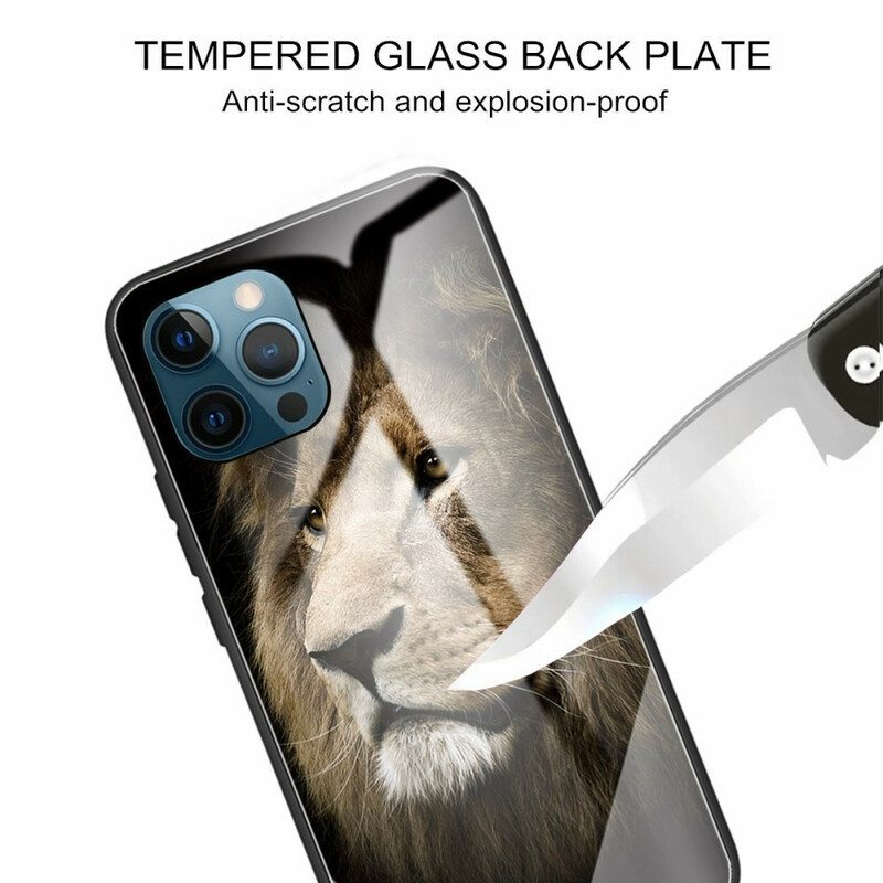 Kuori iPhone 13 Pro Max Lion Head Karkaistu Lasi