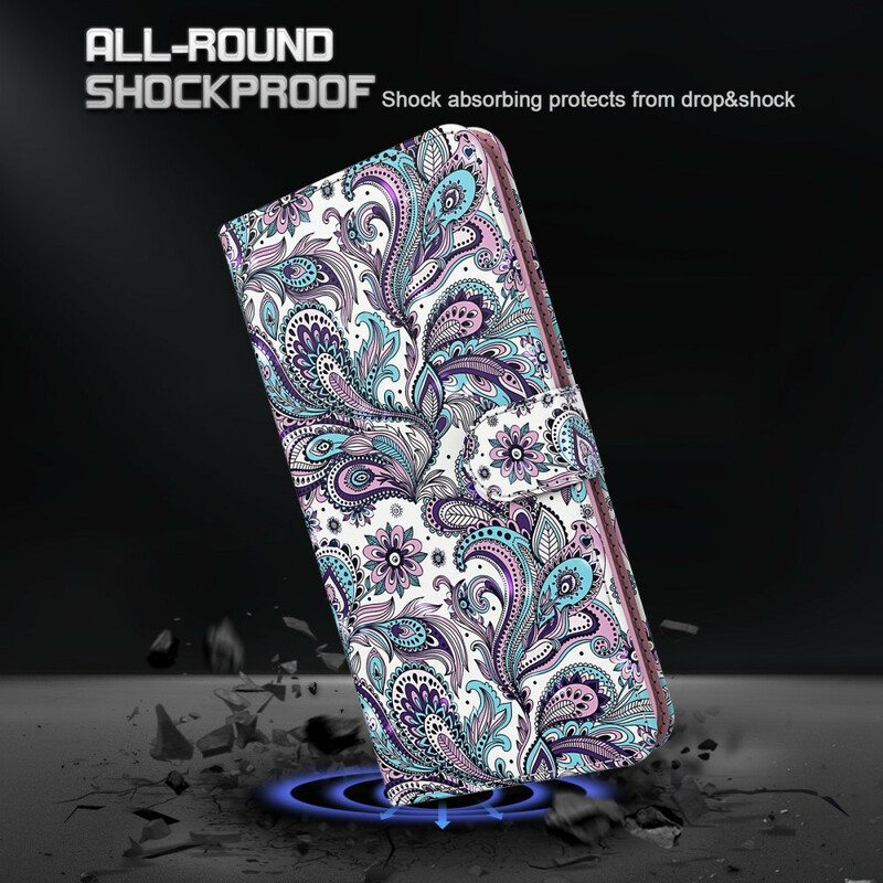 Nahkakotelo iPhone 13 Pro Max Kukkakuvioita