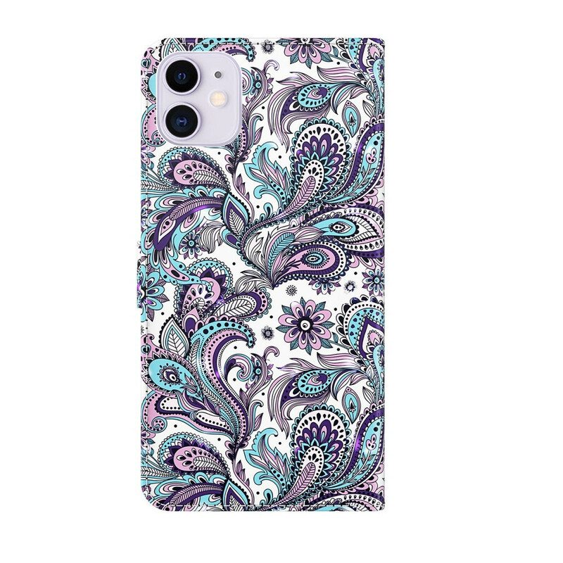 Nahkakotelo iPhone 13 Pro Max Kukkakuvioita