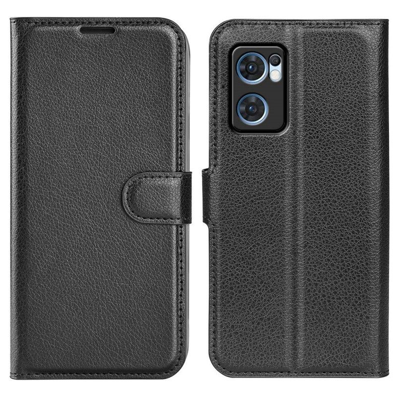 Kotelot Oppo Find X5 Lite Klassinen Litsi Tekonahka