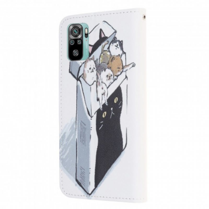 Nahkakotelo Xiaomi Redmi Note 10 / 10S Suojaketju Kuori Toimitus Thong Cats
