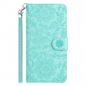 Kotelot Samsung Galaxy S25 Fe Kukkaiskuvio Ja Hihna