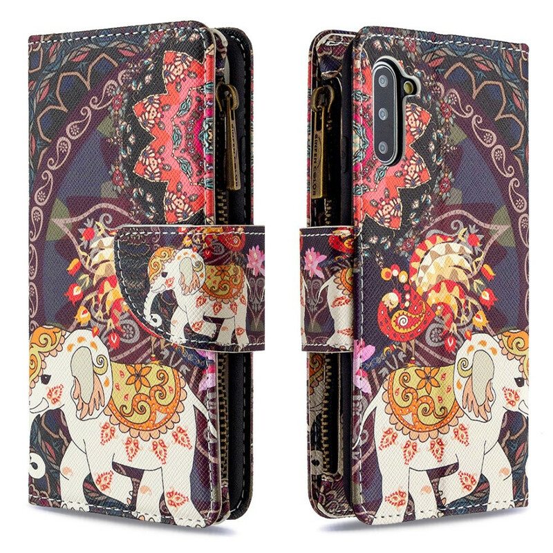 Nahkakotelo Samsung Galaxy Note 10 Elephant Vetoketjullinen Tasku