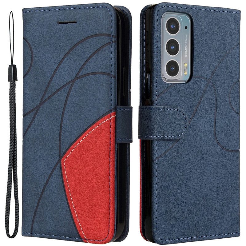 Kotelot Motorola Edge 20 Kaksisävyinen Signature Faux Leather