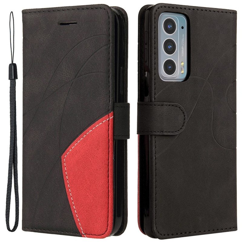 Kotelot Motorola Edge 20 Kaksisävyinen Signature Faux Leather