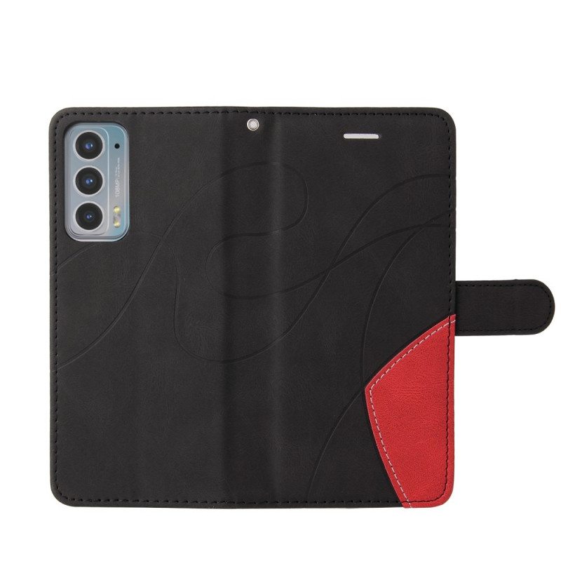 Kotelot Motorola Edge 20 Kaksisävyinen Signature Faux Leather