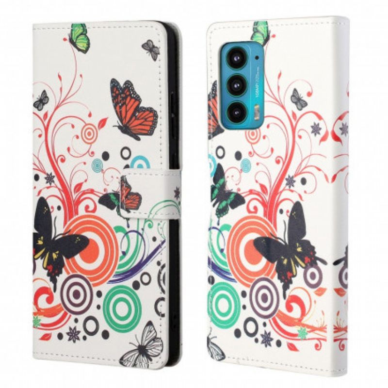 Kotelot Motorola Edge 20 Perhosia Ja Kukkia