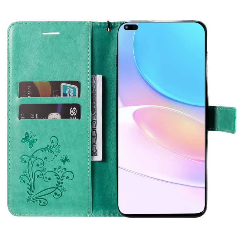 Flip Case Huawei Nova 8i Suojaketju Kuori Jättiläishihnaperhoset