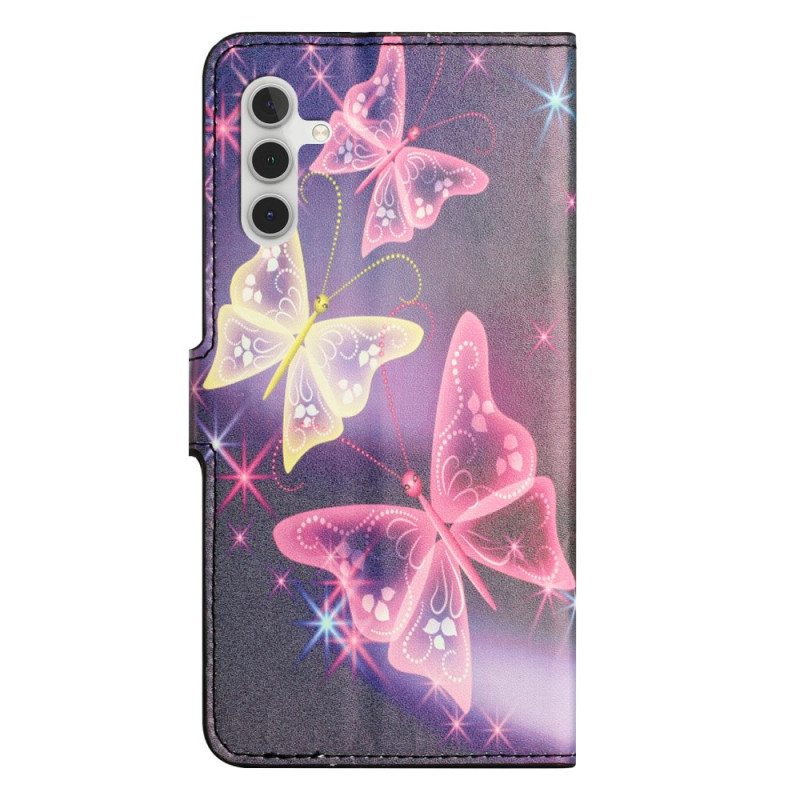 Nahkakotelo Samsung Galaxy A15 5g Kimaltelevia Perhosia