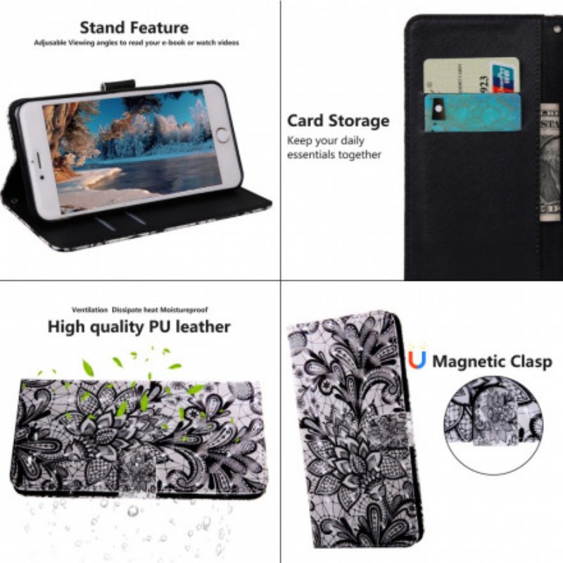 Flip Case Xiaomi Redmi Note 9 Pro 5G Täysin Pitsiä