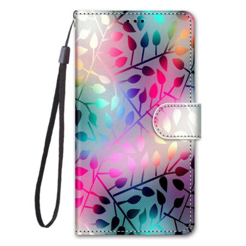 Flip Case Xiaomi Redmi Note 9 Pro 5G Värilliset Lehdet