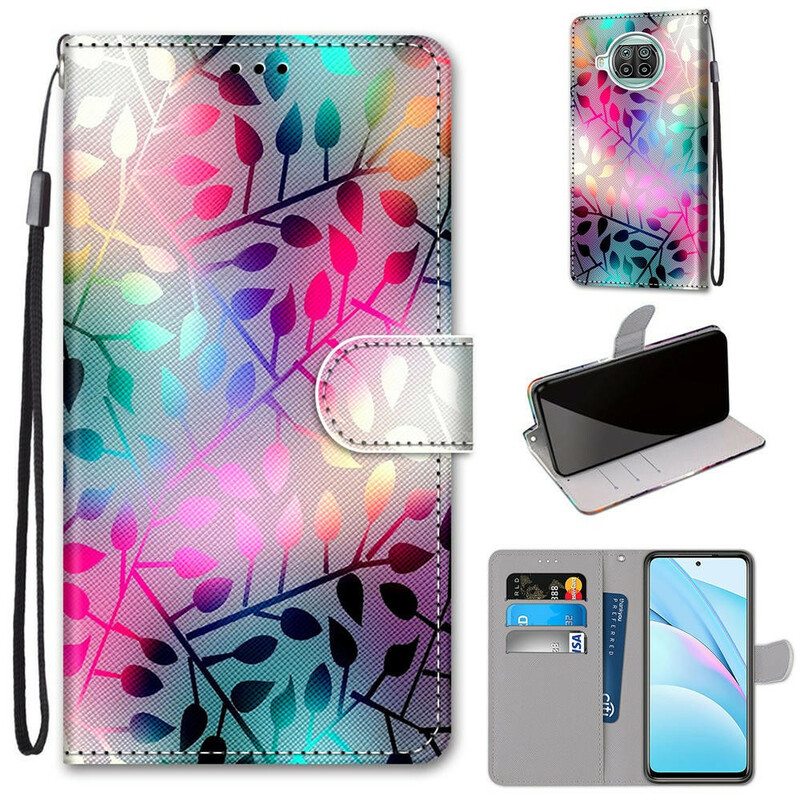 Flip Case Xiaomi Redmi Note 9 Pro 5G Värilliset Lehdet