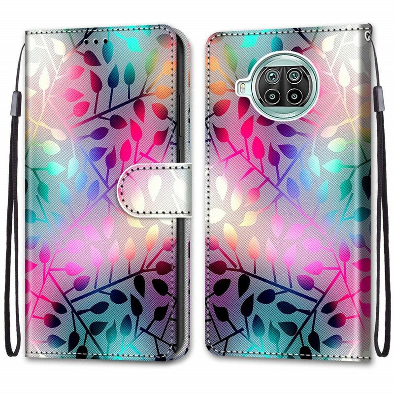 Flip Case Xiaomi Redmi Note 9 Pro 5G Värilliset Lehdet