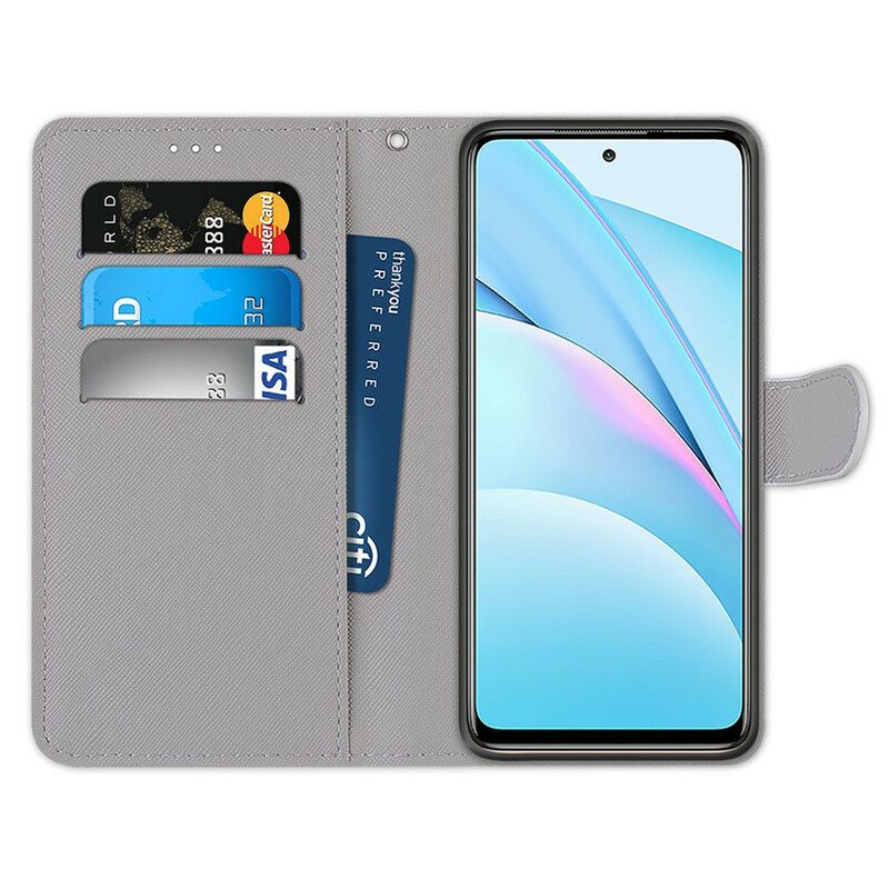 Flip Case Xiaomi Redmi Note 9 Pro 5G Värilliset Lehdet