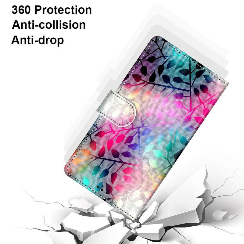 Flip Case Xiaomi Redmi Note 9 Pro 5G Värilliset Lehdet