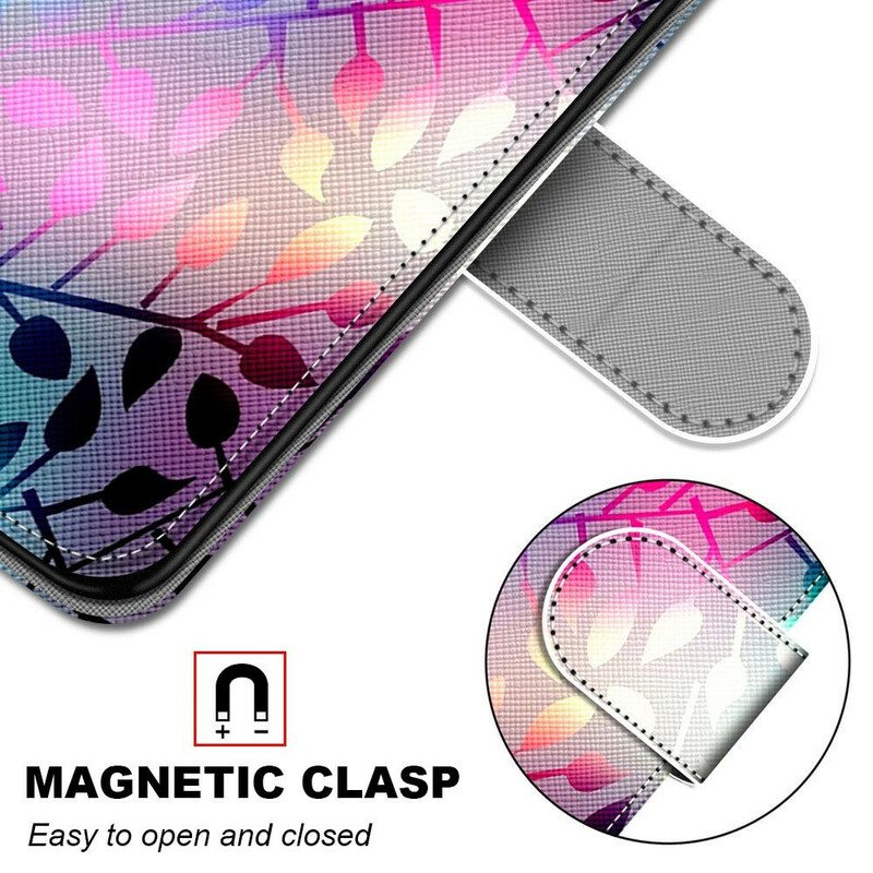 Flip Case Xiaomi Redmi Note 9 Pro 5G Värilliset Lehdet