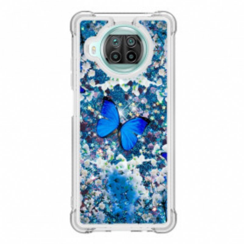 Kuori Xiaomi Redmi Note 9 Pro 5G Glitter Blue Perhoset