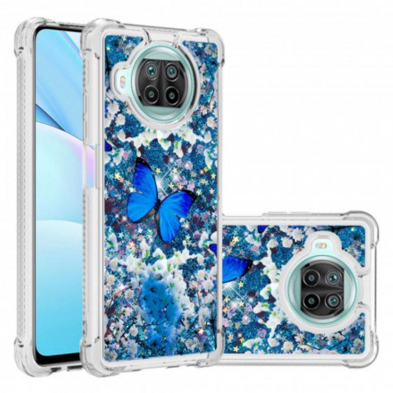 Kuori Xiaomi Redmi Note 9 Pro 5G Glitter Blue Perhoset