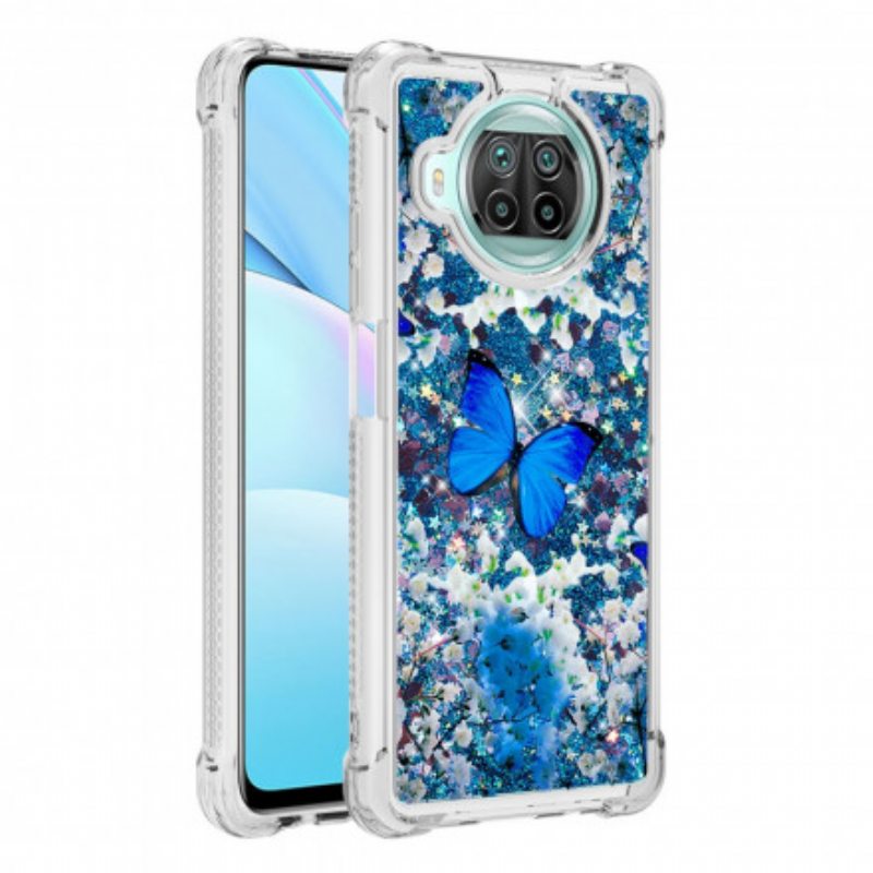 Kuori Xiaomi Redmi Note 9 Pro 5G Glitter Blue Perhoset