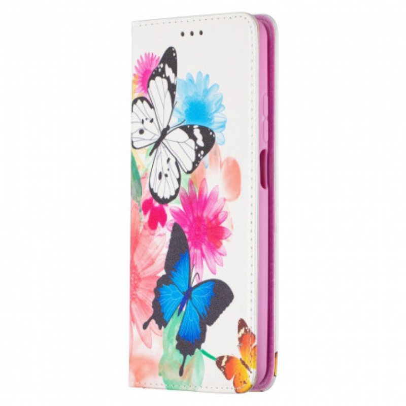 Puhelinkuoret Xiaomi Redmi Note 9 Pro 5G Kotelot Flip Värikkäitä Perhosia