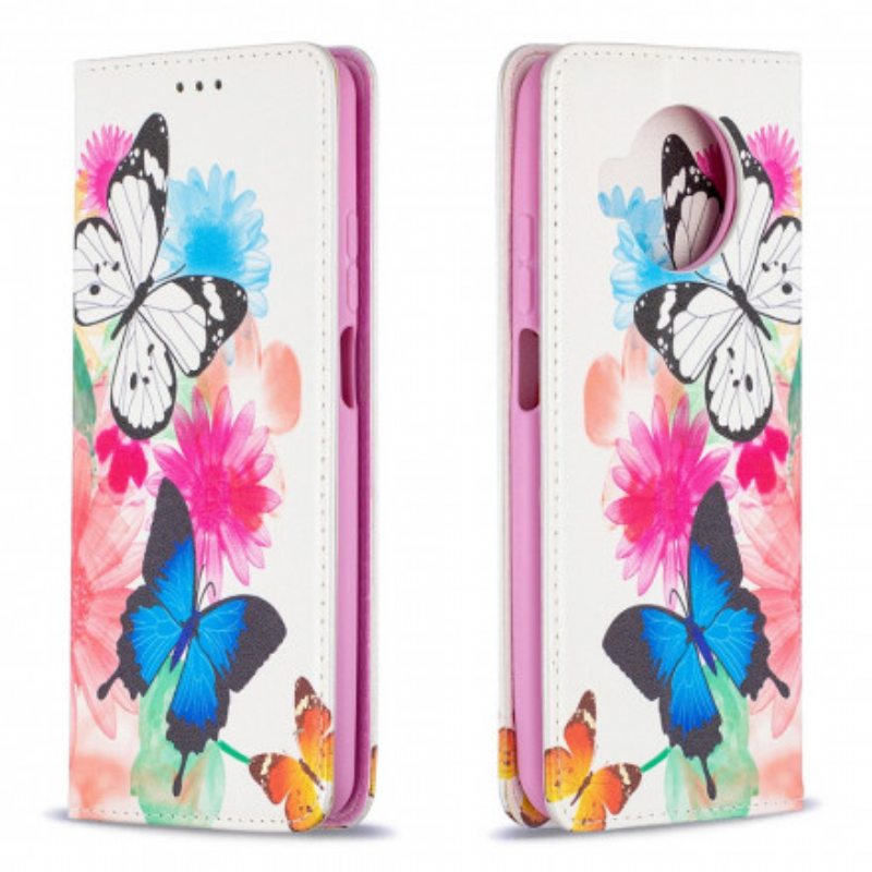 Puhelinkuoret Xiaomi Redmi Note 9 Pro 5G Kotelot Flip Värikkäitä Perhosia