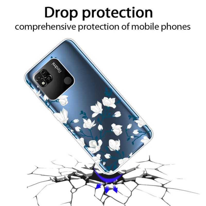 Case Xiaomi Redmi 10A Saumattomat Valkoiset Kukat