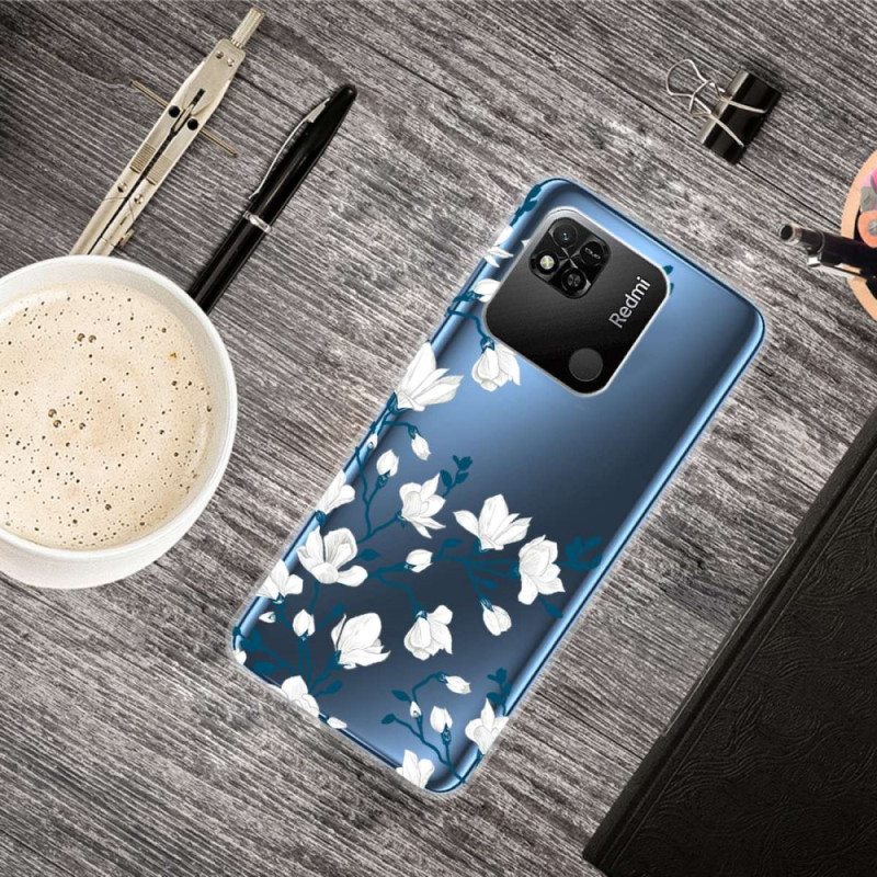Case Xiaomi Redmi 10A Saumattomat Valkoiset Kukat