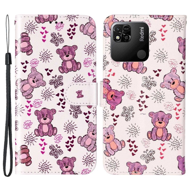 Flip Case Xiaomi Redmi 10A Suojaketju Kuori Nallekarhuja