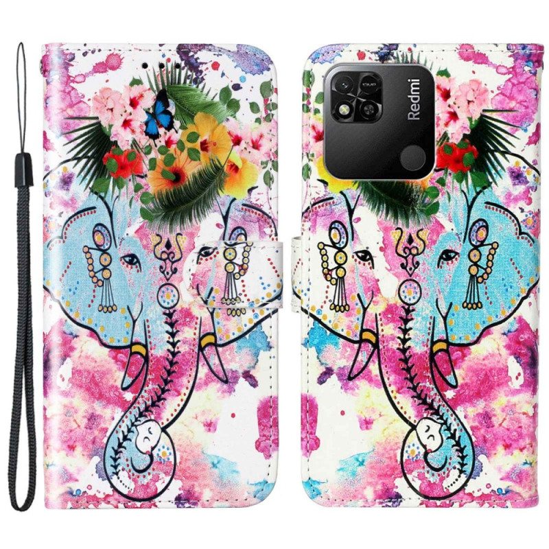 Kotelot Xiaomi Redmi 10A Suojaketju Kuori Tribal Elefantti Hihnalla