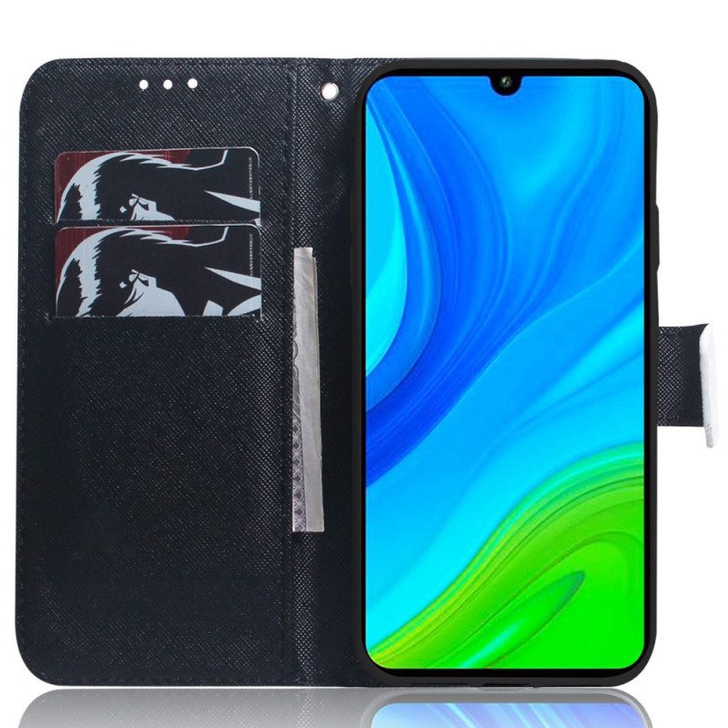 Kotelot Xiaomi Redmi 10A Suojaketju Kuori Valkoinen Kissa Musta Kissa Hihnalla