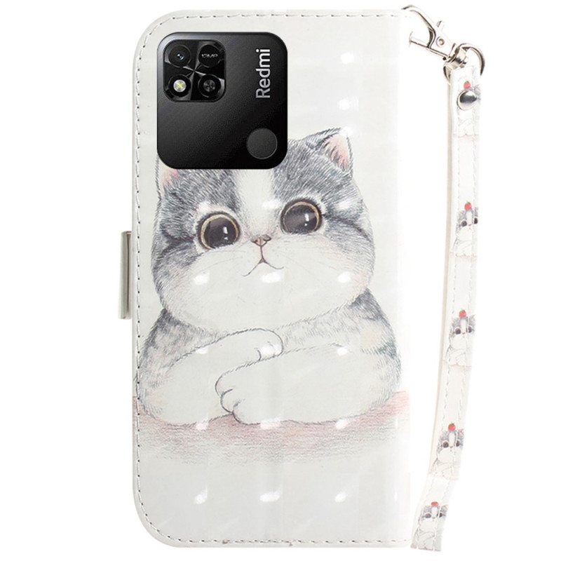 Nahkakotelo Xiaomi Redmi 10A Suojaketju Kuori Thong Graphic Cat