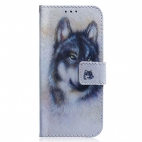 Nahkakotelo Xiaomi Redmi 10A Vesiväri Wolf