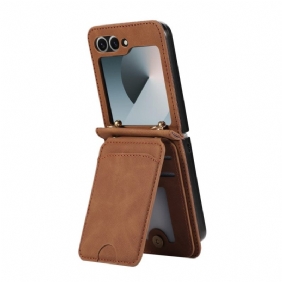 Kotelot Samsung Galaxy Z Flip 7 Nahkakuvioinen Korttikotelo Ja Olkahihna