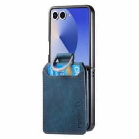 Kuori Samsung Galaxy Z Flip 7 Vintage-efektinen Korttikotelo Ja Pidike Suojakuori