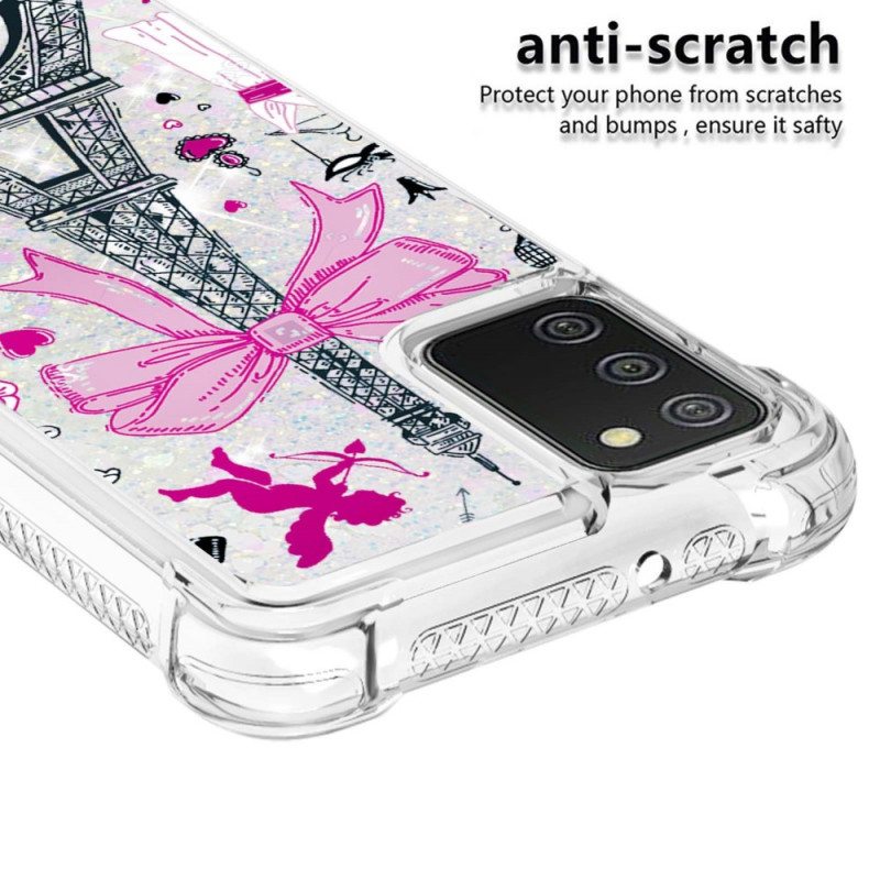 Kuori Samsung Galaxy A03s Eiffel-tornin Paljetteja