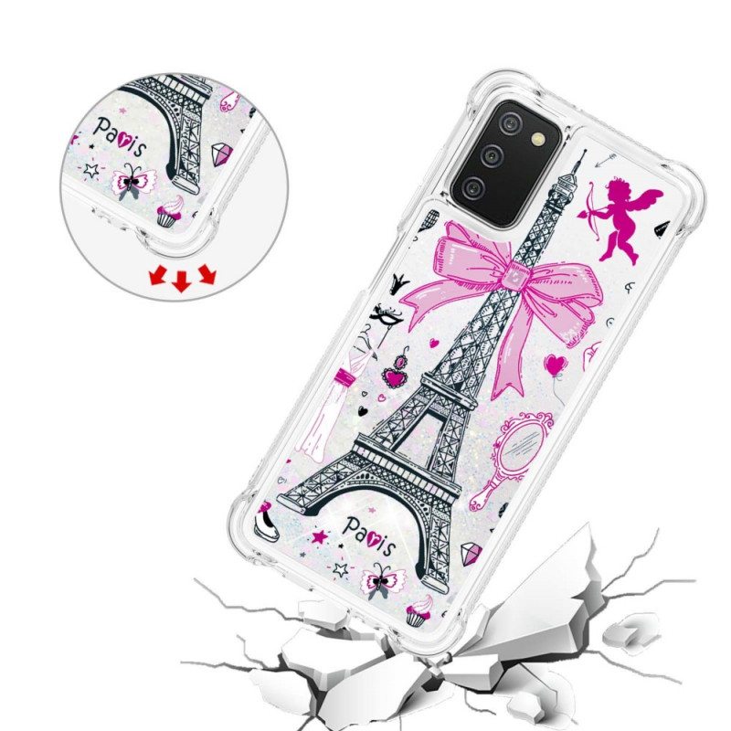 Kuori Samsung Galaxy A03s Eiffel-tornin Paljetteja