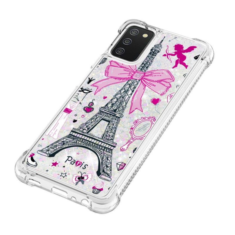 Kuori Samsung Galaxy A03s Eiffel-tornin Paljetteja