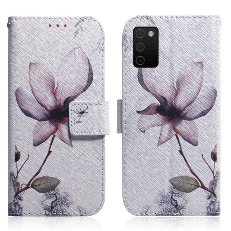 Nahkakotelo Samsung Galaxy A03s Flower Dusty Pink