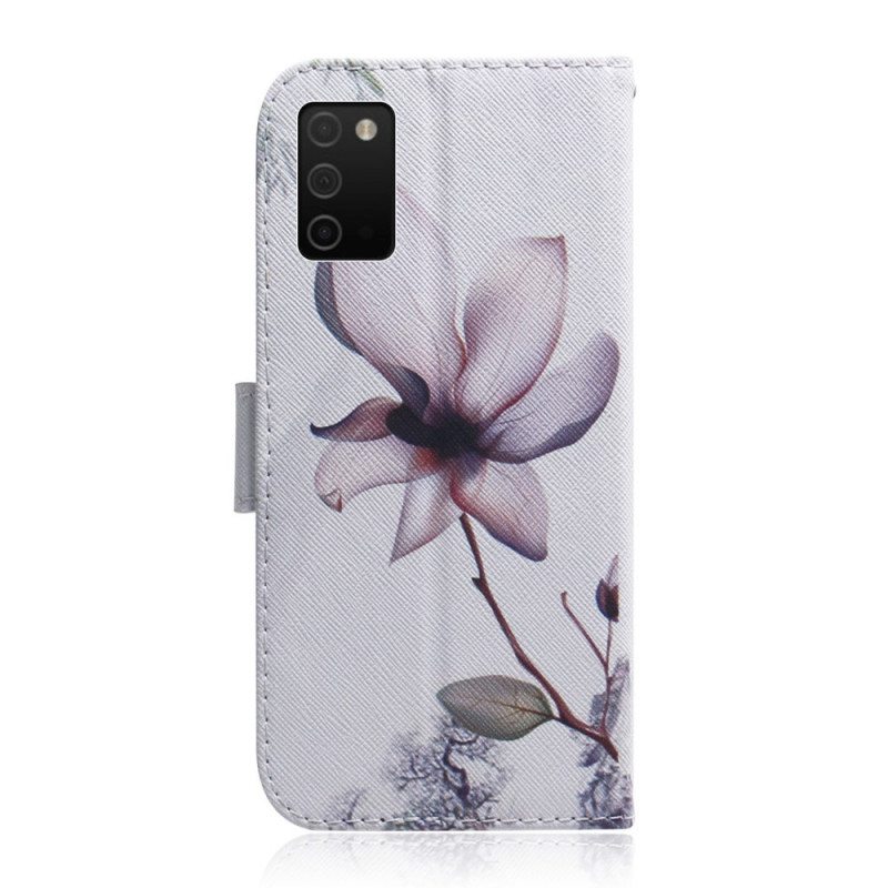 Nahkakotelo Samsung Galaxy A03s Flower Dusty Pink