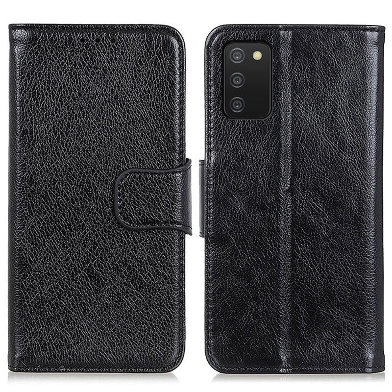Nahkakotelo Samsung Galaxy A03s Halkaistu Nappan Nahka