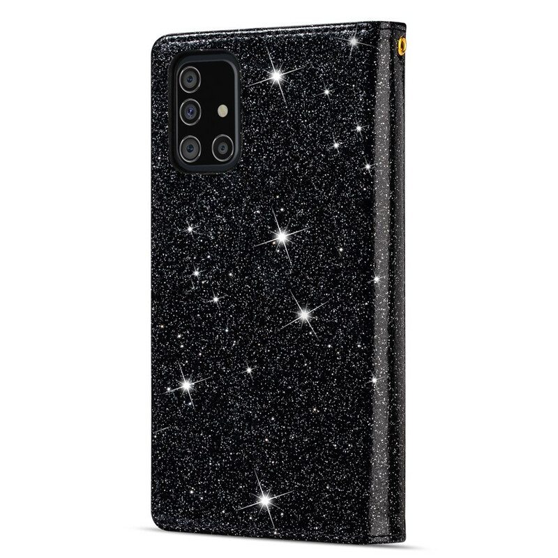 Flip Case Samsung Galaxy A31 Lompakkokuori Paljetteja Vetoketjullinen Lompakko