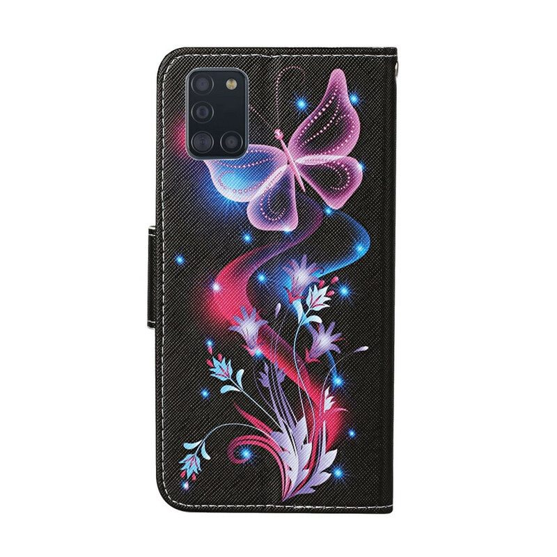 Kotelot Samsung Galaxy A31 Perhosia Ja Kaulanauhaa
