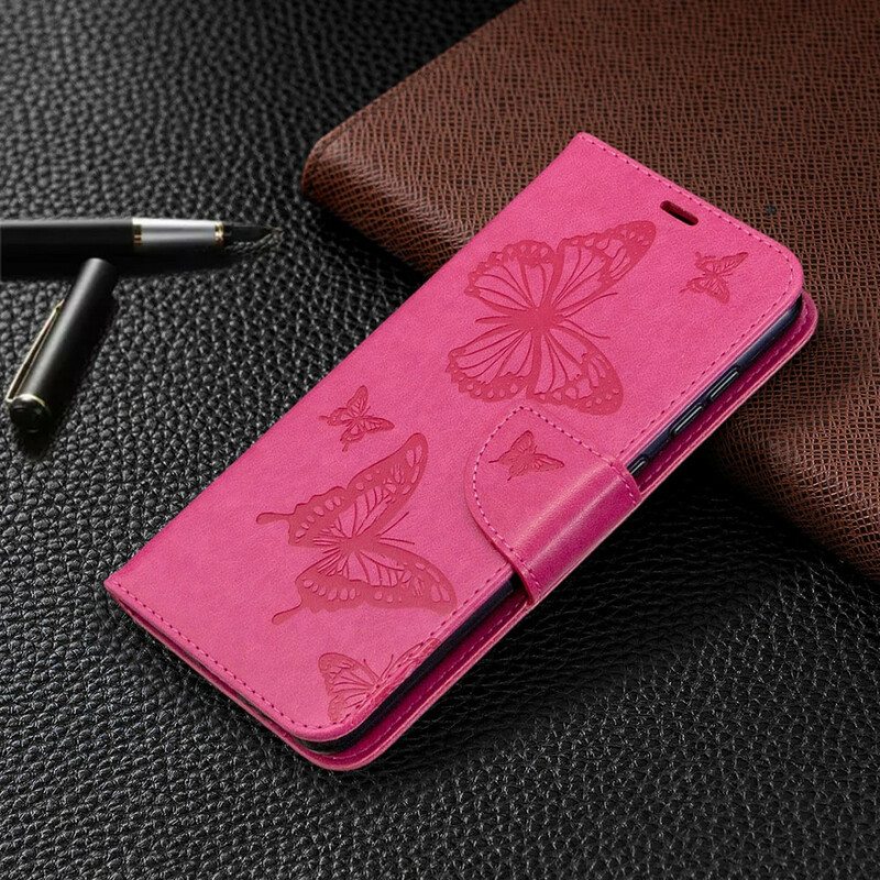Kotelot Samsung Galaxy A31 Perhosia Lennossa Lanyardin Kanssa